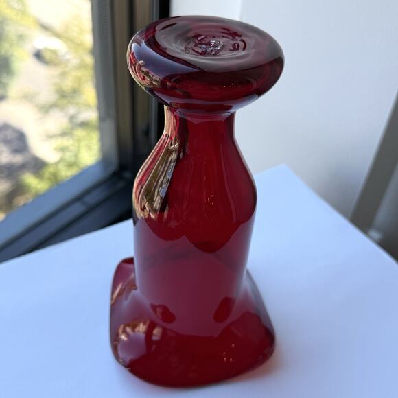 Vintage Blenko Glass Wayne Husted Regal Line Vase 1960 Ruby Red #7-RE - Picture 7 of 10